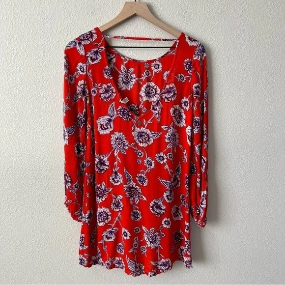 Billabong Heart Strayed Mini Floral Red Dress- Size XS - Picture 9 of 14